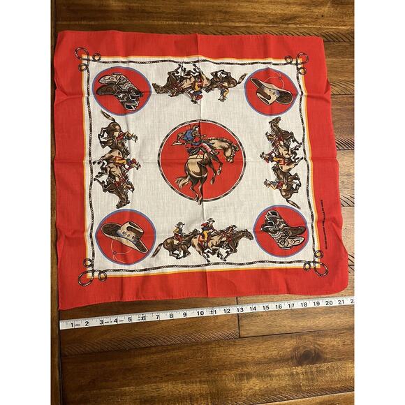 9 Vintage (70s 80s?) Bandannas/Handkerchiefs, Cowboy WESTERN, Oshkosh etc- USA - Picture 5 of 16